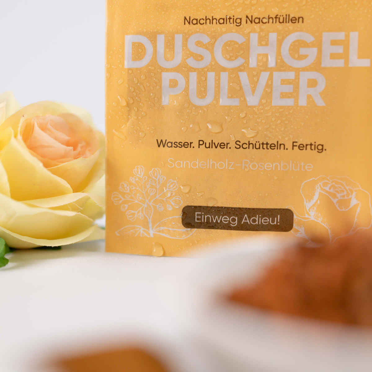 DUSCHGEL Sandelholz Rosenblüte in Pulverform vegane Naturkosmetik